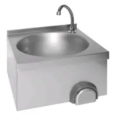 LAVAMANOS DE PARED - MOD. LM 310 - Estructura de ACERO INOX AISI 304 - MANDO DE RODILLA - Grifo y Descarga incluidos - Dimensiones cm 40 x 40 x 31 h - PESO Kg 5,5