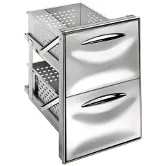 CAJONERA INOX 1/2 - Línea ICE - Mod. IC CS12 40 GS - Guía simple - Aristas curvas - Agujero de instalación cm L 44,5 x 60,4 H - Profundidad del cajón cm 43,1