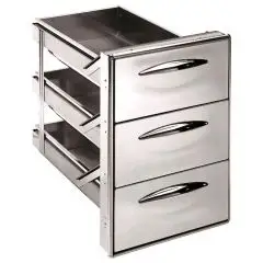 CAJONERA INOX 1/3 - Línea ICE - Mod. IC CS13 40 GS - Guía simple - Aristas curvas - Agujero de instalación cm L 44,5 x 60,4 H - Profundidad del cajón cm 43,1
