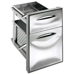 CAJONERA INOX 2/3 - Línea ICE - Mod. IC CS23 40 GS - Guía simple - Aristas curvas - Agujero de instalación cm L 44,5 x 60,4 H - Profundidad del cajón cm 43,1