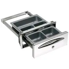 CAJÓN para TERMINAL CAJA INOX - Línea ICE - Mod. IC CC P40 - Aristas curvas - Agujero de instalación cm L 35 x 14 H - Profundidad del cajón cm 44,4