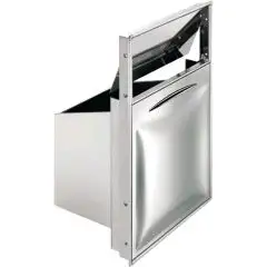 TOLVA RESIDUOS en INOX (con tapa basculante) - Línea ICE - Mod. IC TRR 70 VV - Contenedor interior extraíble - Agujero de instalación cm L 44 x 70 H