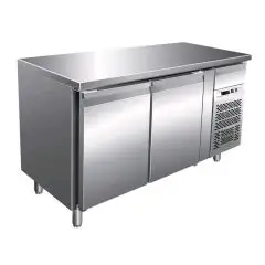 MESA REFRIGERADA DE ACERO INOX AISI 304 - PASTELERÍA - VENTILADO - Mod. G-PA2100TN - 2 PUERTAS - CAPACIDAD BRUTA Lt 390 - TEMPERATURA +2°/+8°C - Medidas cm. A 151 x F 80 x h 86 - CE