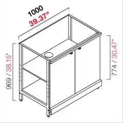 CONTRA MOSTRADOR BAR NEUTRO - PANEL SEMIACABADO - MOD. RBL1000ANTE - ESTRUCTURA METÁLICA - N. 2 PUERTAS BATIENTES EN MELAMINA GRIS - DISPONIBLE EN 3 PROFUNDIDAD: cm 40, 55, 63 - DIM cm L 100 X H 96,9