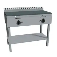 COCEDOR DE PIADINAS a GAS - Mod. RAH1PKGG - Con soporte de acero inox - Placa de acero inoxidable - N. 2 zonas de cocción - Capacidad térmica KW 19,8 - Medidas cm L 102 x P 53 x H 85 - CE