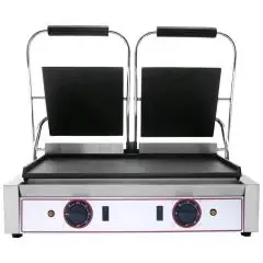 PLANCHA ELÉCTRICA EN HIERRO FUNDIDO - Mod. L 2 - Plancha Doble Lisa - Área de cocción cm 48x24 - Potencia kW 1,8 (x2) - Alimentación monofásica - Medidas cm L 56,5 x P 31 x 22h - CE