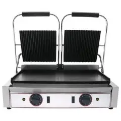PLANCHA ELÉCTRICA EN HIERRO FUNDIDO - Mod. RL 2 - Plancha Doble Lisa - Área de cocción cm 48x24 - Potencia kW 1,8 (x2) - Alimentación monofásica - Medidas cm L 56,5 x P 31 x 22h - CE