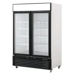 ARMARIO FRIGORÍFICO de ACERO - Mod. MCF8716GR - VENTILADO - Capacidad LT 1300 - N. 2 Puertas de Cristal - TEMPERATURA 0°/+8°C - Dim. cm L 138,2 x P 80,5 x h 206,5 - CE