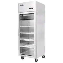 ARMARIO FRIGORÍFICO de ACERO INOX - Para SNACK - Mod. YCF9401GR - VENTILADO - Capacidad LT 410 - N. 1 Puerta de Cristal - TEMPERATURA 0°/+8°C - Dim. cm L 60 x P 73 x h 195,5 - CE