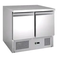 MESA ENSALADERA Y MESA DE TRABAJO REFRIGERADA - Mod. G-S901 FC - ESTÁTICA - GASTRONORM 1/1 (cm 53 x 32,5) - 2 PUERTAS REFRIGERADAS - TEMPERATURA +2°/+8°C - Medidas cm.  A 90 x F 70 x h 85 - CE