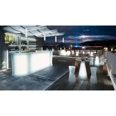 BARRA DE BAR PARA EXTERIOR - MOD. MARVY - ESTRUCTURA EN POLIETILENO - SIN ILUMINACIÓN, CON ILUMINACIÓN DE LED O CON KIT RGBW - HOMOLOGACIÓN CE