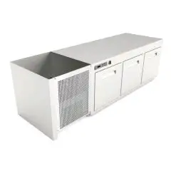 CÁMARA BAR REFRIGERADA EMPOTRABLE - MOD. CIR609/TN200 - Temperatura TN +4°C/+8°C - L. 200 cm - CON UNIDAD CONDENSADORA INCORPORADA - Refrigeración ESTÁTICA - Potencia W 357 - Capacidad de la cámara lt 526