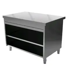 Mueble autoservicio neutro con reserva abierta - Estructura inox con acabado scotch brite