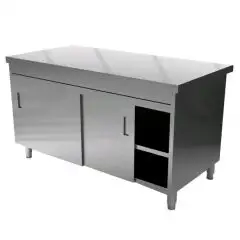 Mueble autoservicio neutro con puertas correderas - Estructura inox con acabado scotch brite