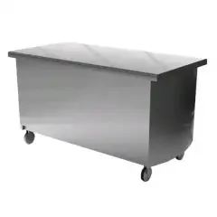 Mueble autoservicio neutro central a isla sobre ruedas - Estructura inox con acabado scotch brite