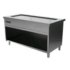 Mueble autoservicio con superficie caliente a seco y reserva abierta - Estructura inox con acabado scotch brite