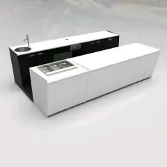 BANCO BAR y RETROBANCO CON EXPOSITOR DE HELADOS PANORAMA - MOD. START UP L1000PANORAMA+L2500 H951 - N. 3 Compartimientos con refrigeración VENTILADA - Alimentación monofásica 230v/50hz - Con unidad condensadora INCORPORADA - ESPACIO PARA CAFETERA - Lavabo