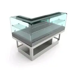 TERMINAL para VITRINA REFRIGERADA SNACK - MOD. VBRVBDTERMDX115 - Semiacabado, por panelar - CRISTALES BAJOS Y RECTOS en "L" - Refrigeración ESTÁTICA - Alimentación monofásica V230/50hz - Potencia W 756 - Medidas cm L 152,1 x P 82,8 x H 115,1