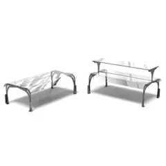 Balda central de cristal curvo templado con soportes de ACERO MACIZO