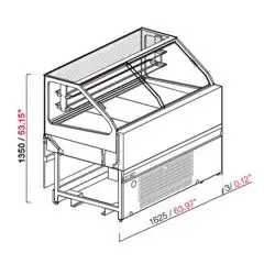 VITRINA PASTELERÍA SNACK SIN RESERVA CON BALDAS REFRIGERADAS - SEMIACABADA, POR PANELAR - MOD. SAM80 VAD H 1350 - CRISTALES ALTOS RECTOS - REFRIGERACIÓN VENTILADA - Alimentación monofásica 230v/50hz - CON UNIDAD CONDENSADORA INCORPORADA - Altura: cm 135
