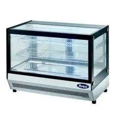 EXPOSITOR DE SOBREMESA VITRINA REFRIGERADA SNACK DE ACERO INOX - Mod. SQUARE WTF120L - Ventilato - Temperatura +2/+8°C - Capacidad Lt 120 - ALIMENTACIÓN MONOFÁSICA 230V/1/50 Hz - POTENCIA W 242 - Dimensiones cm L 75 x P 56 x 68h
