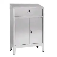 Armario con atril de acero inox - n. 2 puertas abatibles y con cajón