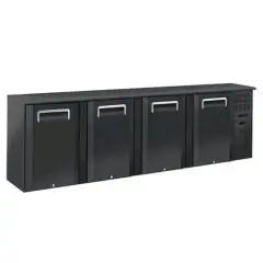 NEVERA BAJOBARRA PARA BEBIDAS - Mod. QB 400 - Temperatura +2°/+8°C - Capacidad lt. 618 - Alimentación MONOFÁSICAV230/1 - POTENCIA W 385 - DIMENSIONES cm. L 254 x P 51,5 x h 86 - Peso Kg. 149