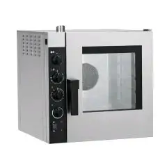HORNO ELÉCTRICO MIXTO DE CONVECCIÓN Y VAPOR DIRECTO PARA GASTRONOMÍA Y PASTELERÍA - Mod NECE5232 - CONTROL ELECTROMECÁNICO - ALIMENTACIÓN MONOFÁSICA 230/1/50 - POTENCIA KW 3,3 - CAPACIDAD: 5 X (GN 2/3) - Distancia entre bandejas cm 7,4 - Medidas cm A 63,7