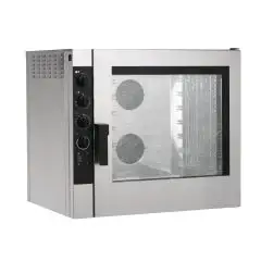 HORNO ELÉCTRICO MIXTO DE CONVECCIÓN Y VAPOR DIRECTO PARA GASTRONOMÍA Y PASTELERÍA - Mod NECE72 - CONTROL ELECTROMECÁNICO - ALIMENTACIÓN TRIFÁSICA 400/3/50 - POTENCIA KW 9,6 - CAPACIDAD: 7 X (GN 1/1 ; 60X40) - Distancia entre bandejas cm 7,4 - Medidas cm A