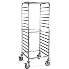Carro portabandejas de horno - Mod. 2072 - Estructura de acero inoxidable AISI 304 - capacidad 14 bandejas de horno GN 2/1 - separaci&oacute;n entre gu&iacute;as cm 8,5 - Dimensiones cm 65 x 72 x 163 h