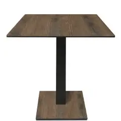 Mesa con tapa cuadrada - acabado de pintura antigua - Columna negra - Modelo 225-HPQ-403 - con base H 73 cm