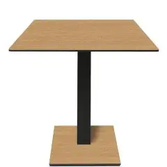 Mesa con tapa cuadrada - acabado urbano de teca - Columna negra - Modelo 225-HPQ-403 - con base H 73 cm