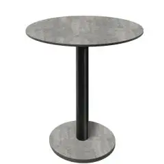 Mesa con tapa redonda - acabado brooklyn oscuro - columna negra - Modelo 227-HPR-403 - con base H 73 cm