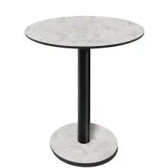 Mesa con tapa redonda - acabado claro Brooklyn - Columna negra - Modelo 227-HPR-403 - con base H 73 cm