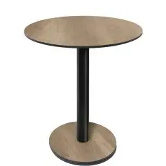 Mesa con tapa redonda - acabado ca&ntilde;&oacute;n - columna negra - Modelo 227-HPR-403 - con base H 73 cm
