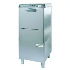 LAVAVAJILLAS PROFESIONAL DE ACERO INOX AISI 304 18/10 - MOD. 4SA - ALIMENTACIÓN TRIFÁSICA - PASO ÚTIL ALTURA MÁXIMA cm 37 - CESTA CUADRADA cm 50 x 50 - CICLO 60" / 120"  - Medidas totales cm A 59,4 x F 63,7 x h 133,3