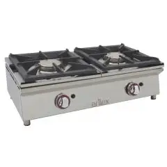 Cocina de Gas de sobremesa - Mod 80CGN - Potencia 11,6 kw - Superficie útil (AxF) 800x400 mm - Quemadores n 2 - Dimensiones A 806 x F 450 x H 240 mm - Peso 24 kg