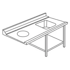 MESA DE ENTRADA CON CUBA Y AGUJERO PARA LAVAVAJILLAS DE TIPO CAMPANA - Mod ACTAVINCV - ESTRUCTURA DE ACERO INOXIDABLE AISI 304 - IZQUIERDA/DERECHA SEGÚN EL MODELO - CON ESTANTE INFÉRIEURE - EQUIPADA CON BORDE ELEVADO - PARA LAVAVAJILLAS MODELO LAPI 50 C Y