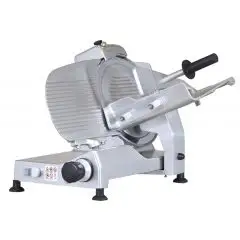 CORTADORA DE FIAMBRES POR GRAVEDAD CON TRANSMISIÓN POR CORREA - Mod AF300GR - Alimentación MONOFÁSICA o TRIFÁSICA - Cuchilla Ø 300 - Corte útil de mm 250x205 - Homologación CE
