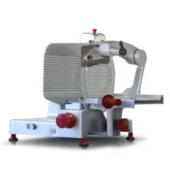 CORTAFIAMBRE VERTICAL PARA EMBUTIDOS - Mod. AF350HVS ABK - Brazo ARMBLOCK (brazo con desenganche automático) - Alimentación MONOFÁSICA o TRIFÁSICA - Cuchilla Ø 350 - Corte útil mm 310x240 - Homologación CE