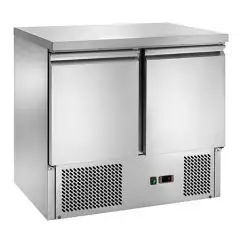 MESA ENSALADERA Y MESA DE TRABAJO REFRIGERADA DE ACERO INOX - Mod. CM941 - ESTÁTICA -GASTRONORM 1/1(cm 53 x 32,5) - 3 PUERTAS REFRIGERADAS - TERMOSTATO DIGITAL - TEMPERATURA  +2º/+8ºC - Medidas cm. L 90 x P 70 x h 85 - Homologación CE