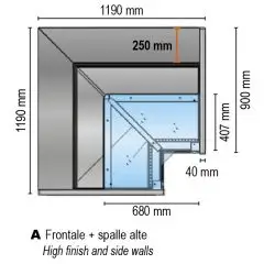 Pantalla neutra 90&deg; CA &aacute;ngulo FA (cerrado) con cristal recto - Ductible - Potencia de iluminaci&oacute;n W 20 - Dimensiones cm L 118,8 x D 89,8 x H 126