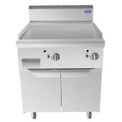 FRY TOP A GAS CON PLACA LISA INOX - Mod. CV9I8IHC - COMPARTIMIENTO CON PUERTAS BATIENTES - Potencia kW 20 - Medidas cm L 80 X F 90 X H 114 - Homologación CE