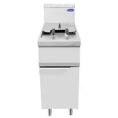 FREIDORA A GAS - LINEA COOK - Mod. CV9I4HH - N. 1 CUBA LT. 21 DE ACEITE - COMPARTIMIENTO CON PUERTA BATIENTE - Potencia kW 17 - Medidas cm L 40 X P 90 X H 114 - Homologación CE