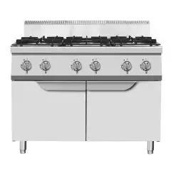 COCINA A GAS - Mod. CV9I6DH1 - N. 6 FUEGOS - COMPARTIMIENTO NEUTRO CON PUERTA - CON LLAMA PILOTO - Potencia kW 53,5 - Medidas cm L 120 X F 90 X H 114 - Homologación CE