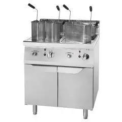 CUECEPASTAS A GAS - Mod. CV9I8RH - N. 2 VASCHE LT. 35 + 35 - VANO CON PORTE BATTENTI - Potencia kW 27 - Medidas cm L 80 X P 90 X H 114 - Homologación CE