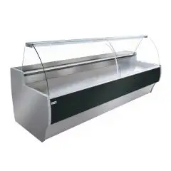 Mostrador vitrina para alimentos refrigerado - Mod BARKLY VT - Refrigeración ventilada - Temperatura mínima de trabajo °C -1/+7 - Profundidad estante exposición: 75 cm