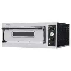 HORNO ELÉCTRICO MECÁNICO PARA PIZZA - Mod. BASIC 4 - N. 1 cámara - Superficie de cocción con piedras refractarias - Medidas de la Cámara de cocción cm 66x66x14h - N. Pizzas 4 (Ø cm 32) - Potencia 4,7 Kw - CE