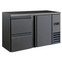 NEVERA DE RETRO BAR PARA BEBIDAS - Mod DD 221 UF - Temperatura 0°/+10°C - Capacidad lt. 315 - Alimentación monofásica V220/1 - Potencia W 320 - Medidas cm L 146,2 x P 51,3 x h 86 - Peso Kg. 89