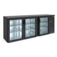 NEVERA DE RETRO BAR PARA BEBIDAS - Mod. DD 300 IF - Temperatura 0°/+10°C - Capacidad lt. 445 - Alimentación monofásica V220/1 - Potencia W 320 - Medidas cm. L 200,2 x P 53,5 x h 86 - Peso Kg. 125